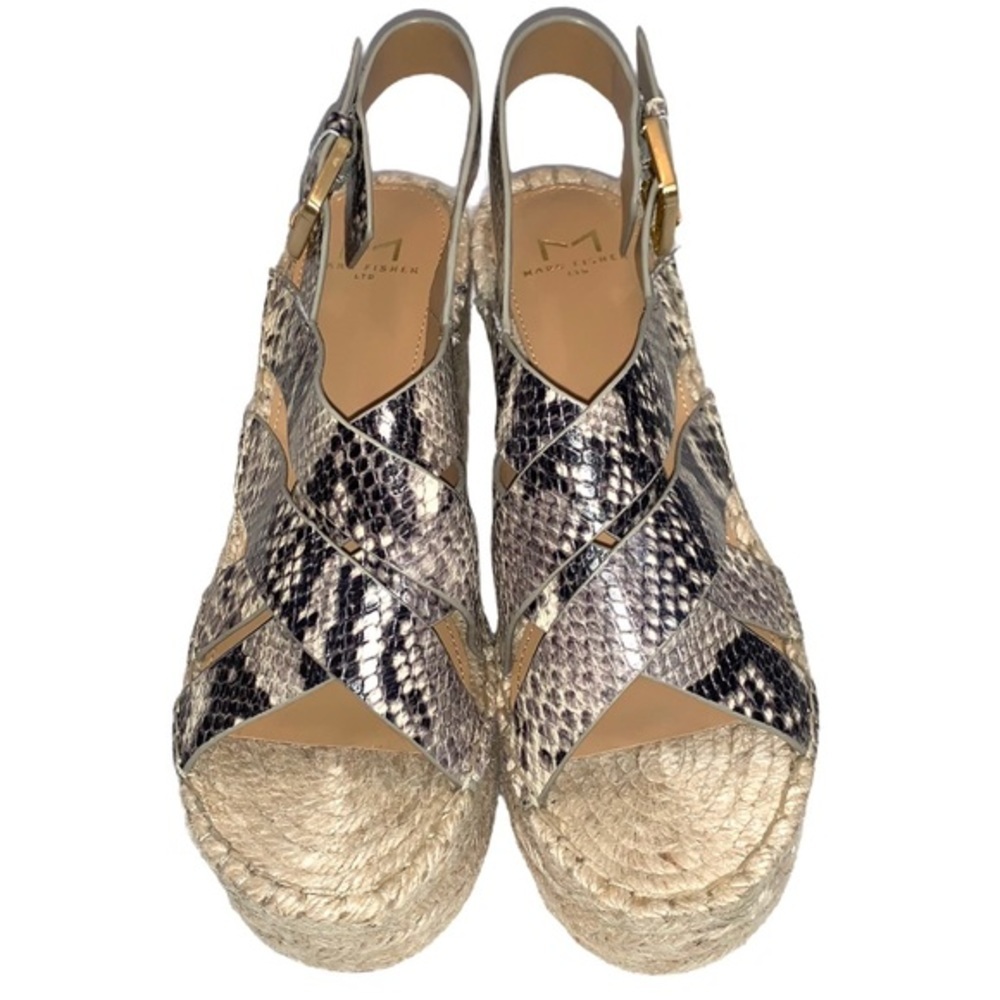 Marc Fisher size 8 leather snakeskin wedge sandals - Picture 3 of 12